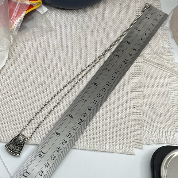 Vintage Sterling Silver Marcasite Pendant Necklace – 925 NF – 12.9g – 20" Chain - Picture 16 of 17